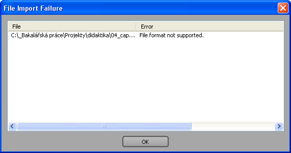 Vkládaný soubor není podporován