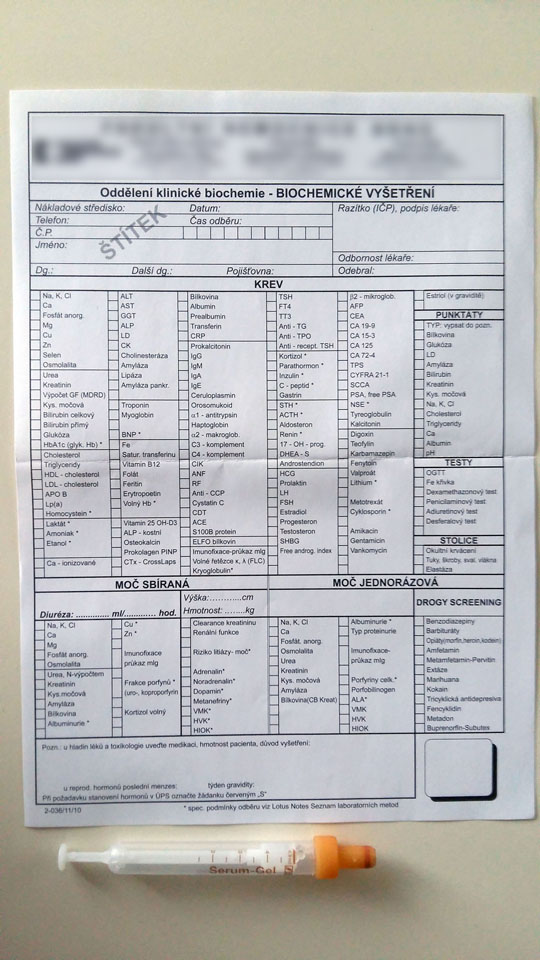 Biochemické vyšetření venózní krve rutina