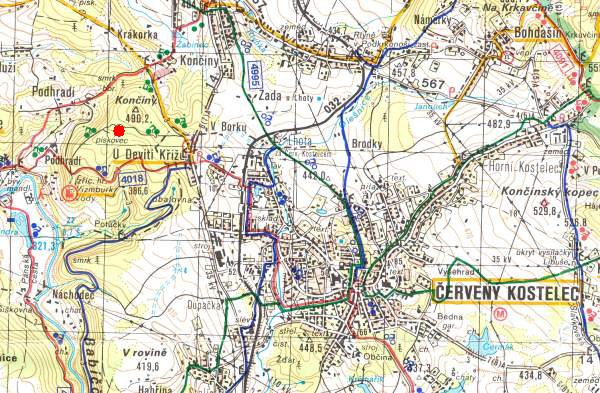 erven Kostelec - turistick mapa