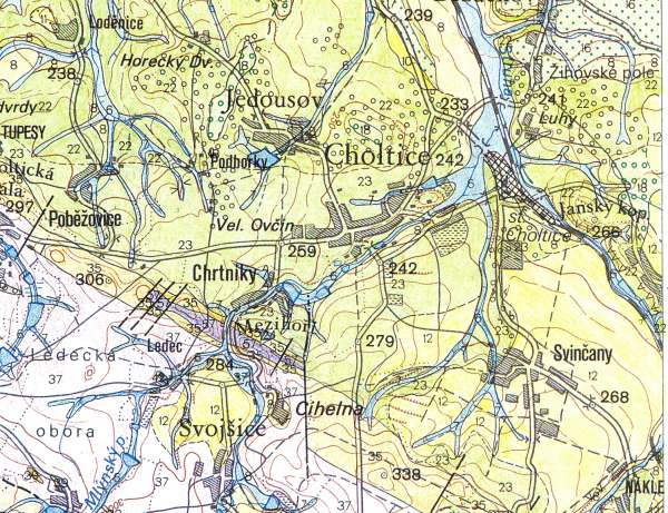 Chrtnky - geologick mapa 1:50 000