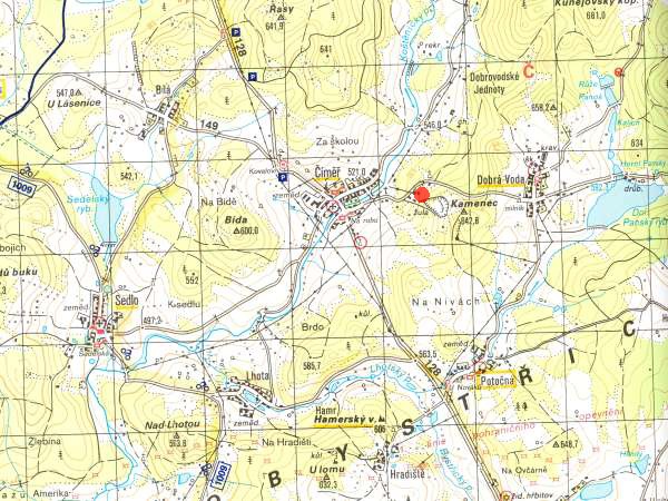 m - turistick mapa s vyznaenm lokality