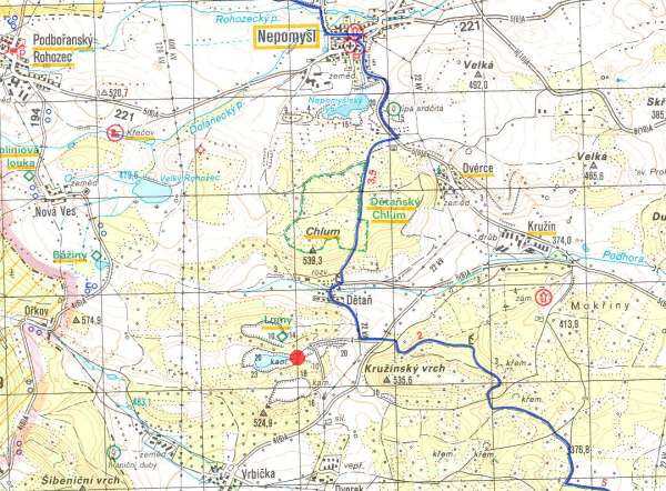 Dta - turistick mapa s vyznaenm lokality