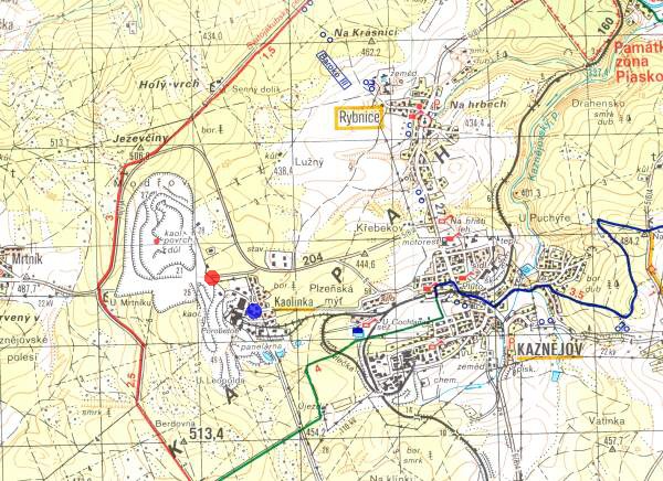 Kaznjov- turistick mapa okol