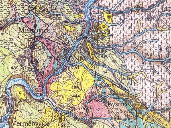 Mistrovice - geologick mapa 1:50 000