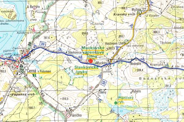 Muckov - turistick mapa s vyznaenm lokality