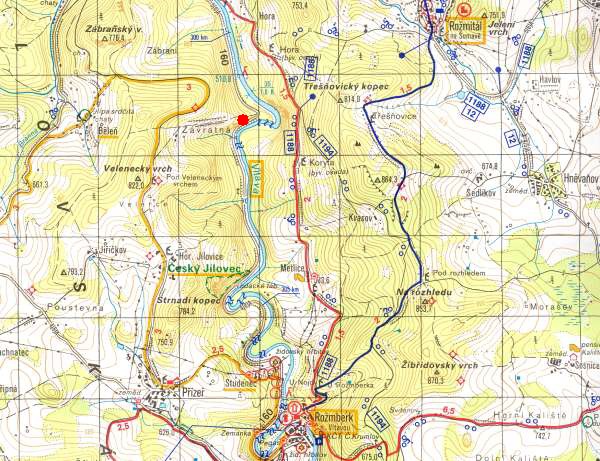 Romberk - turistick mapa s vyznaenm lokality