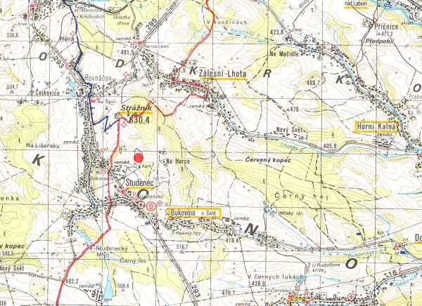 Studenec - turistick mapa