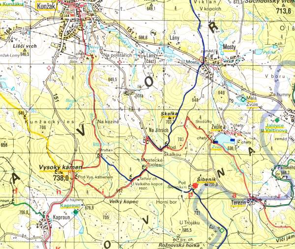 Terezn - turistick mapa s vyznaenm lokality