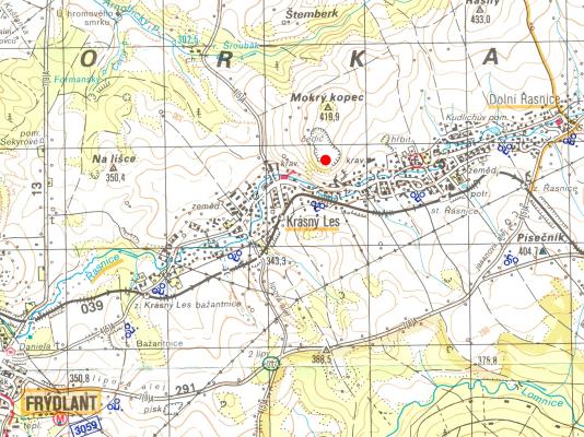 Krásný Les: topografická situace