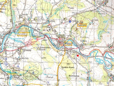 Pohled - turistick mapa okol