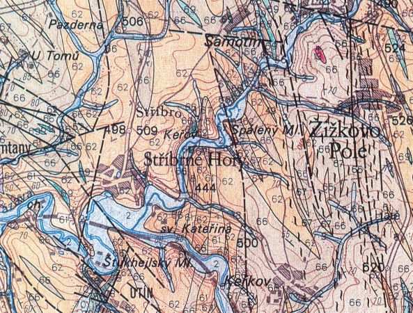 Pekelsk tola - geologick mapa okol