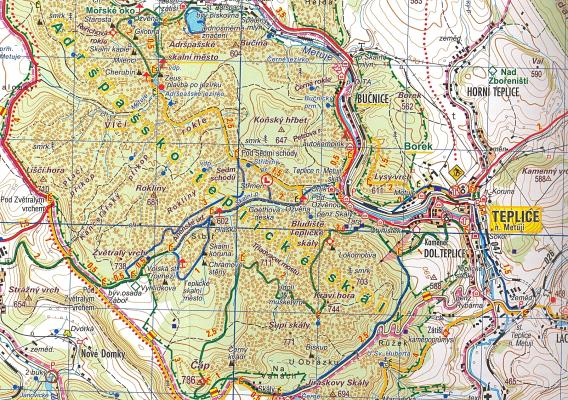 Teplické skály: topografická situace lokality