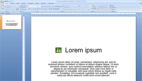 Obr. 9: MS PowerPoint 2007 – Text s vloženou ikonkou