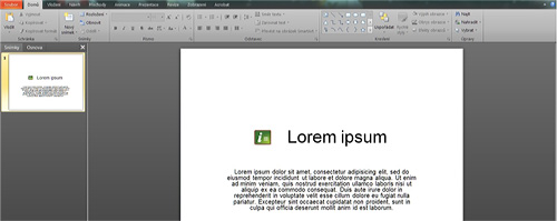 Obr. 13: MS PowerPoint 2010 – Text s vloženou ikonkou