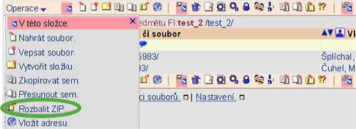 Obr. 2: Správce souborů – vložení souboru ve formátu zip