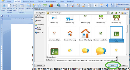 Obr. 8: MS Word 2007 – Nabídka Vložit obrázek