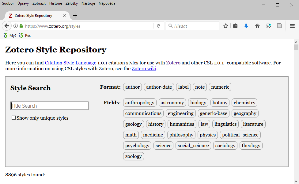 Zotero Style Repository