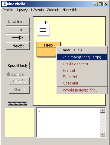 Spuštění hotového projektu v BlueJ