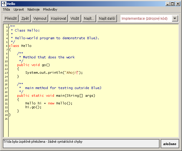 Metoda go() upravena a třída úspěšně přeložena