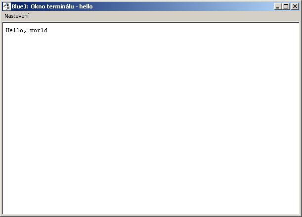 Výsledek spuštění na konzole BlueJ