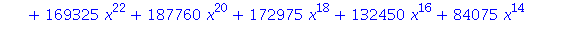 (Typesetting:-mprintslash)([v1 := 1/25*x^2*(x^8+5*x^6+10*x^4+10*x^2+5)*(x^40+20*x^38+190*x^36+1140*x^34+4845*x^32+15505*x^30+38775*x^28+77625*x^26+126425*x^24+169325*x^22+187760*x^20+172975*x^18+13245...