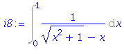 (Typesetting:-mprintslash)([i8 := Int(1/((x^2+1)^(1/2)-x), x = 0 .. 1)], [Int(1/((x^2+1)^(1/2)-x), x = 0 .. 1)])