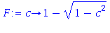 (Typesetting:-mprintslash)([F := proc (c) options operator, arrow; 1-(1-c^2)^(1/2) end proc], [proc (c) options operator, arrow; 1-(1-c^2)^(1/2) end proc])