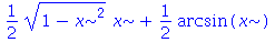 1/2*(1-x^2)^(1/2)*x+1/2*arcsin(x)