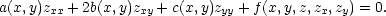 a(x,y)z + 2b(x,y)z + c(x,y)z + f(x,y,z,z ,z ) = 0. xx xy yy x y 