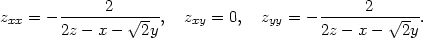 zxx = − -----2--√---, zxy = 0, zyy = −------2--√---. 2z − x − 2y 2z − x − 2y 