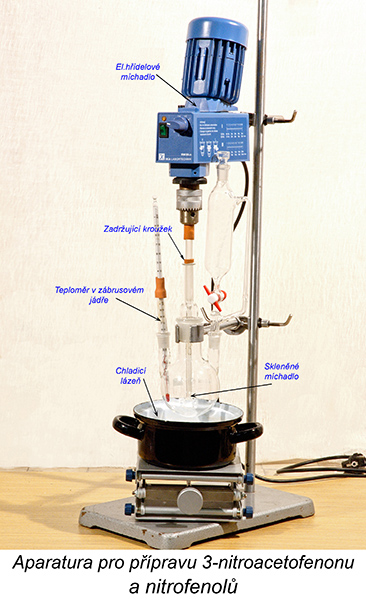 Aparatura pro přípravu 3-nitroacetofenonu a nitrofenolů