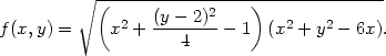  ∘(-----------------)--------------- f(x,y) = x2 + (y −-2)2-− 1 (x2 + y2 − 6x). 4 