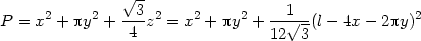  √3-- 1 P = x2 + py2 +---z2 = x2 + py2 + --√--(l − 4x − 2py)2 4 12 3 