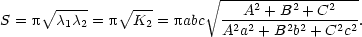  ∘------------------ S = p∘ λ1λ2 = p ∘K2-= pabc --A2-+-B2-+-C2---. A2a2 + B2b2 + C2c2 