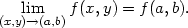  lim f (x, y) = f (a,b). (x,y)→(a,b) 