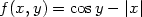 f(x,y) = cos y − ∣x∣ 