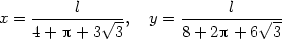 x = -----l---√--, y = ------l--√--- 4 + p + 3 3 8+ 2p + 6 3 