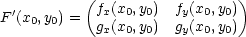  ( ) F′(x0,y0) = fx(x0,y0) fy(x0,y0) gx(x0,y0) gy(x0,y0) 