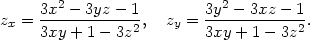  3x2-−-3yz-−-1 3y2 −-3xz-−-1 zx = 3xy + 1 − 3z2, zy = 3xy + 1− 3z2 . 