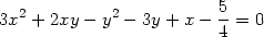  2 2 5 3x + 2xy − y − 3y + x− 4 = 0 