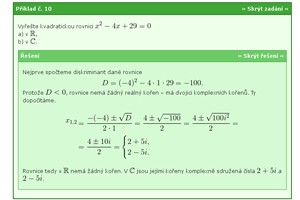  Lze zobrazit pouze požadovaný příklad a kliknutím i jeho řešení.