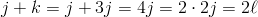 j+k=j+3j=4j=2\cdot2j=2\ell