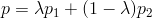 p=\lambda p_1 + (1-\lambda) p_2